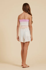 Pink/White and Sand Smocked Tube Top | Vintage Havana Clothing