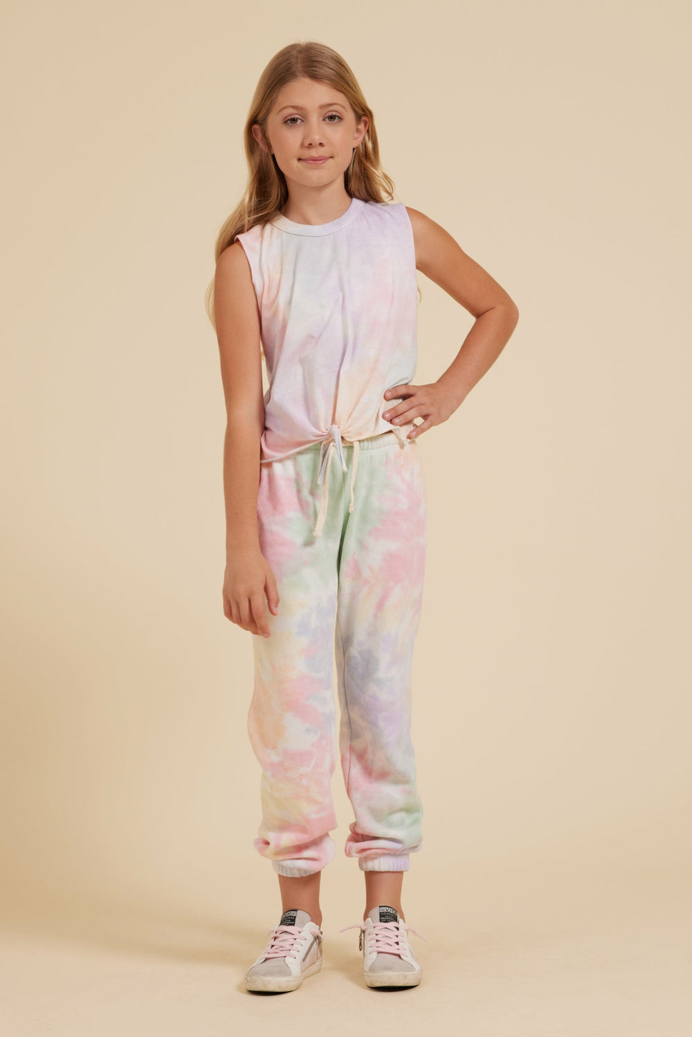 Tropical Summer Tie Dye Tie Front Tank | Vintage Havana Clothing