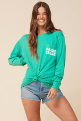 "Bride Tribe" Surf Green Wash Long Sleeved Pocket Tee | Vintage Havana Clothing