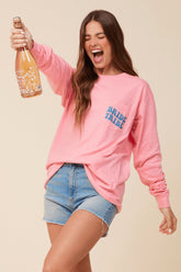 "Bride Tribe" Sunset Pink Wash Long Sleeved Pocket Tee | Vintage Havana Clothing