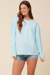 "Bridesmaid" Sea Blue Surf Wash Crewneck Sweatshirt | Vintage Havana Clothing