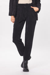 Washed Black Crinkle Cord Trouser Pant | Vintage Havana Clothing