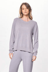 Cool Grey Plush Knit Crewneck | Vintage Havana Clothing