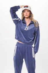Space Blue Brushed Corduroy Quarter Zip | Vintage Havana Clothing
