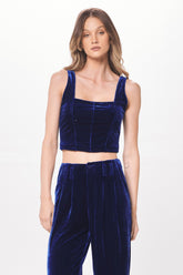 Deep Blue Velvet Corset Top | Vintage Havana Clothing