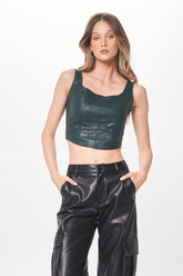 Forest Green Faux Leather Corset | Vintage Havana Clothing