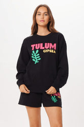 Black Tulum Jet Setter Surf Wash Crewneck | Vintage Havana Clothing