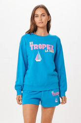 Bright Blue St. Tropez Jet Setter Surf Wash Crewneck | Vintage Havana Clothing