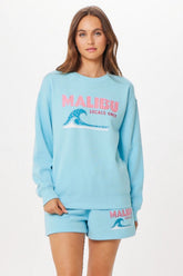 Tropical Blue Malibu Jet Setter Surf Wash Crewneck | Vintage Havana Clothing