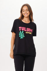 Black Tulum Jet Setter T-Shirt | Vintage Havana Clothing