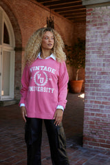 Red "Vintage University" Pigment Dyed Crewneck | Vintage Havana Clothing