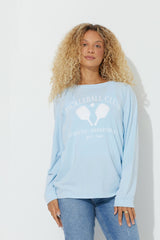 Sky Blue "Pickleball Club" Pigment Dyed Long Sleeve Tee | Vintage Havana Clothing