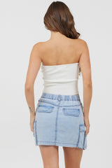 White Rib Knit Twist Front Tube Top | Vintage Havana Clothing