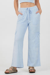 Powder Blue Cord Terry Cargo Pants | Vintage Havana Clothing