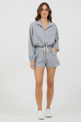 Heather Grey Bounded Textured Jersey Shorts | Vintage Havana Clothing