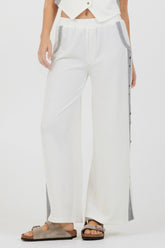 Cream Heather Grey Texture Knit Pant W Contrast Rib | Vintage Havana Clothing
