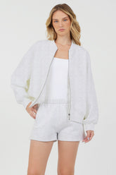 Grey Icicle Essential Fleece Zip Up Bomber | Vintage Havana Clothing