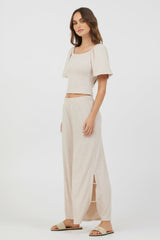 Heather Oatmeal Drapey Knit Cut Out Pants | Vintage Havana Clothing