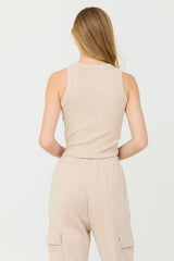 Vanilla Cream Cashmere Fleece Rib Tank | Vintage Havana Clothing