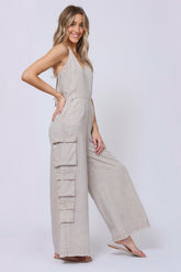 Khaki Tencel Jumpsuit | Vintage Havana Clothing