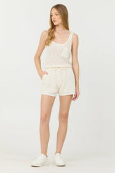 White Open Crochet Romper | Vintage Havana Clothing