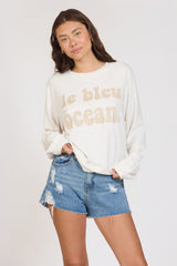 "le bleu ocean" Sandbar Solid Hacci Crewneck | Vintage Havana Clothing
