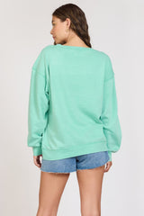 "Summer High" Surf Green Burnout Fleece Crewneck | Vintage Havana Clothing