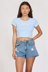 "Surf LA" Surfside Blue Rib Hacci Cropped Tee | Vintage Havana Clothing