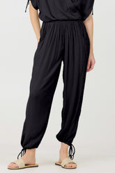 Black Rayon Crinkle Bottom Pants | Vintage Havana Clothing