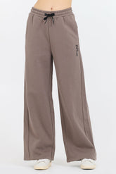 Taupe Grey Fleece Flare Pant W/ Flocking Details | Vintage Havana Clothing
