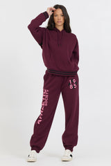 Cabernet W/ Rose Printed Heavy Surf Wash Hoodie | Vintage Havana Clothing