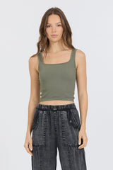 Olive Seamless Tank Top | Vintage Havana Clothing