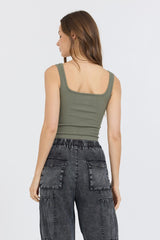 Olive Seamless Tank Top | Vintage Havana Clothing