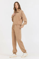 Caramel Cloud Fleece Quarter Zip | Vintage Havana Clothing
