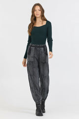 Black Rib Knit Long Sleeve Top | Vintage Havana Clothing