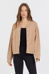 Caramel Heavy Cloud Fleece Bomber Jacket | Vintage Havana Clothing