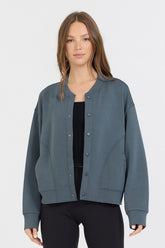 Mountain Grey Heavy Cloud Fleece Bomber Jacket | Vintage Havana Clothing