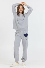 Heather Grey Essential Fleece Crew W/ Self Love Club Crewneck | Vintage Havana Clothing