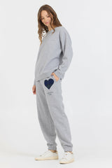 Heather Grey Essential Fleece Crew W/ Self Love Club Crewneck | Vintage Havana Clothing