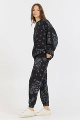 Black Bandana Printed Fleece Crewneck | Vintage Havana Clothing
