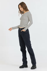 Ivory Black Fitted Off The Shoulder Top | Vintage Havana Clothing