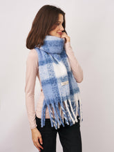 CHECK TASSEL SCARF - BLUE | Vintage Havana Accessories