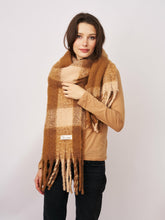 CHECK TASSEL SCARF - TAN | Vintage Havana Accessories