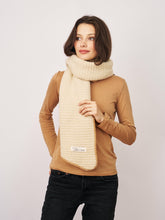 BLANKET STITCH KNIT SCARF - IVORY/WHEAT | Vintage Havana Accessories
