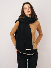 BLANKET STITCH KNIT SCARF - BLACK/IVORY | Vintage Havana Accessories