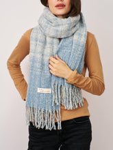 BOUCLE CHECK TASSEL SCARF - BLUE | Vintage Havana Accessories