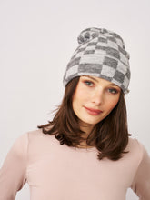 CHECK PATTERN BEANIE - GREY | Vintage Havana Accessories