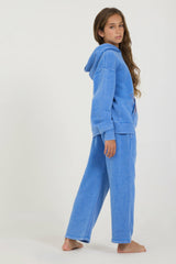 Kids Cobalt Hi-Lo Off The Shoulder Hoody | Vintage Havana Clothing