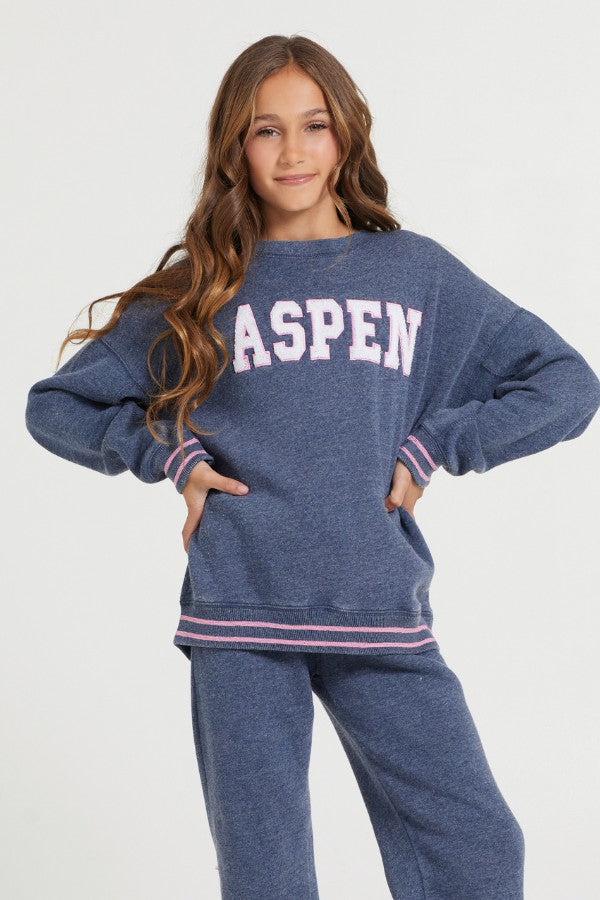 Kids Navy Aspen Patch Crew | Vintage Havana Clothing
