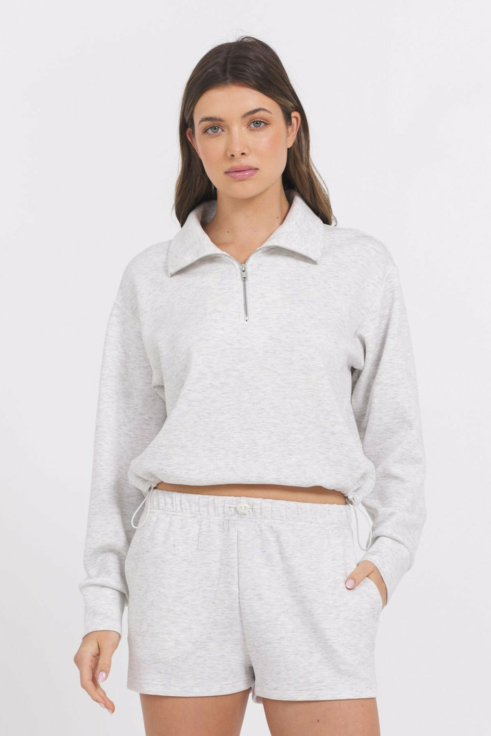 Varsity Grey Cloud Quarter Zip | Vintage Havana Clothing